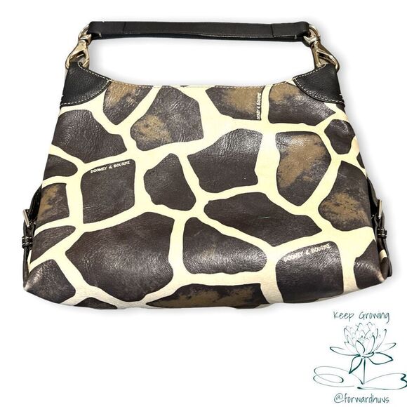 Dooney and Bourke Giraffe Pattern Coated Canvas Hobo Purse - Picture 8 of 12
